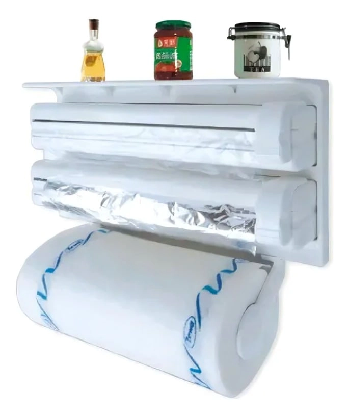 PORTA ROLLO TOALLA NOVA TRIPLE DISPENSADOR COCINA ALUSA FILM - 3
