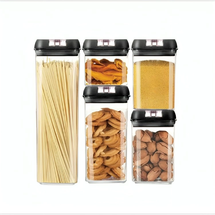 SET 5 CONTENEDORES DE ALIMENTO TAPA HERME TICA ALMACENAMIENTO - 1