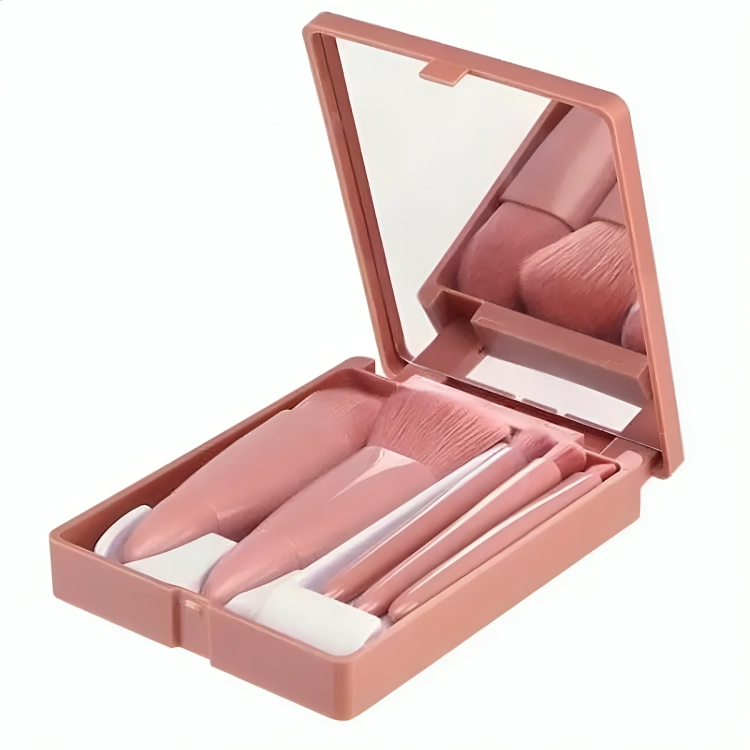 SET 5 BROCHAS DE MAQUILLAJE CON ESTUCHE ESPEJO - 3