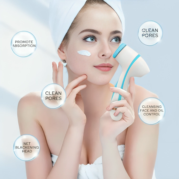 CEPILLO LIMPIEZA FACIAL CELESTE MASAJEADOR SILICONA 3 EN 1 - 3