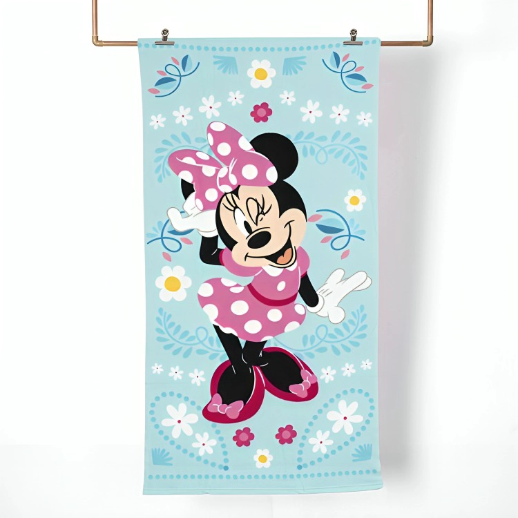 TOALLA DE PLAYA 70×140 CM + BOLSO /MINNIE CELESTE – MASHINI - 1