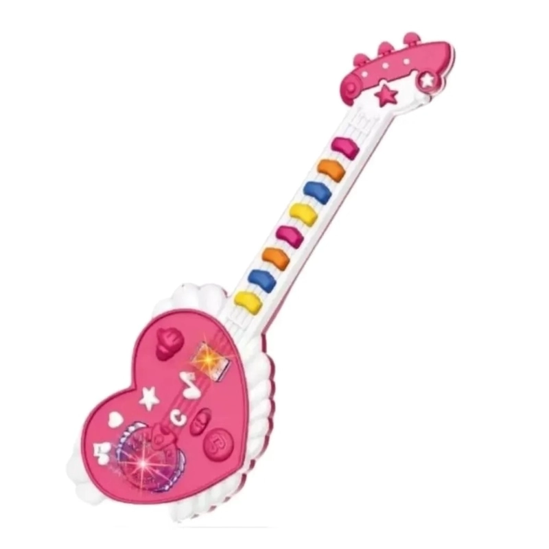 PACK X 3 GUITARRA JUGUETE ROCK LUCES SONIDOS INSTRUMENTO MUSICAL NIÑA ROSADO - 3