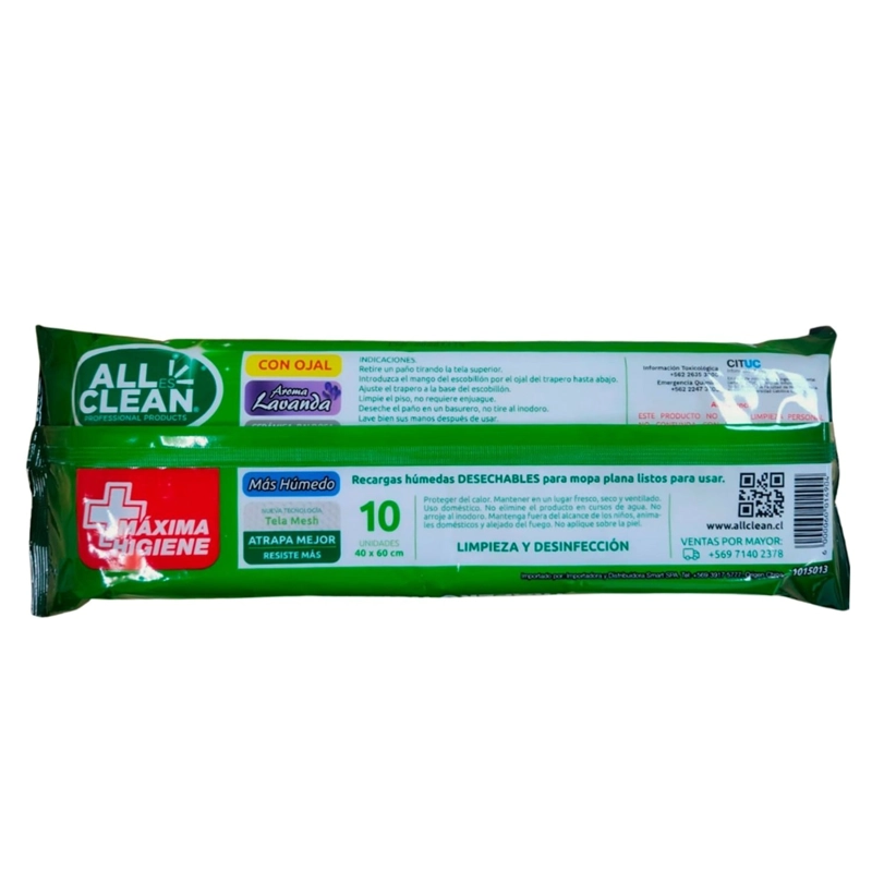 PACK X 4 PAÑO HUMEDO PARA PISO 10 UND / LAVANDA – ALL CLEAN - 3