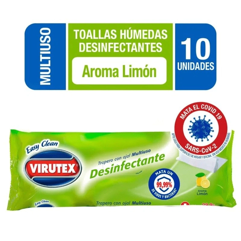 PACK X 4 TRAPERO HUMEDO DESINFECTANTE PARA PISO / LIMON – VIRUTEX - 3