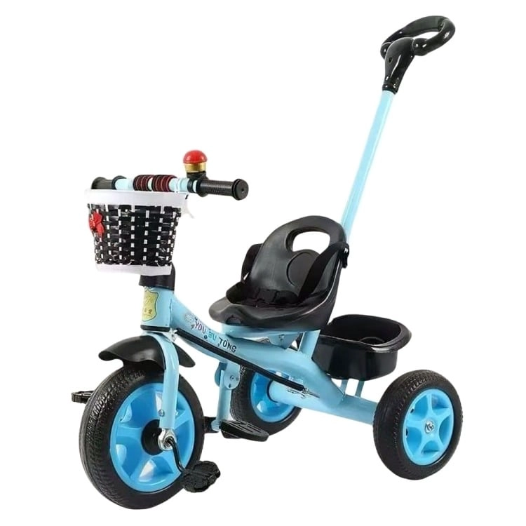 TRICICLO INFANTIL CON MANIJA DE EMPUJE Y CANASTO - NIÑO - 1