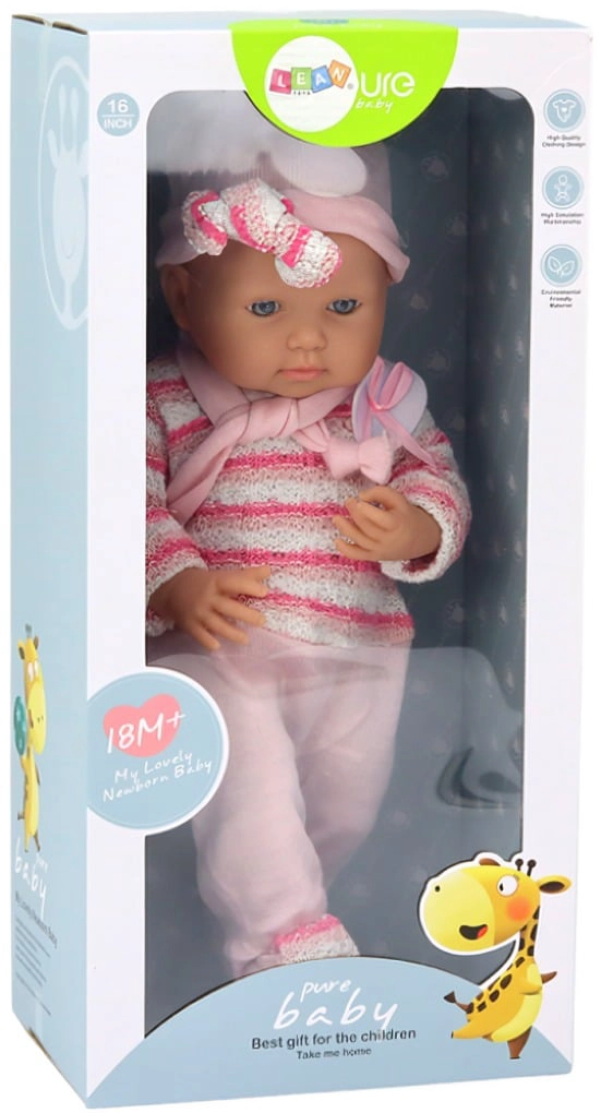 MUÑECA BEBE REBORN JUGUETE REALISTA 35CM ROSA - 1