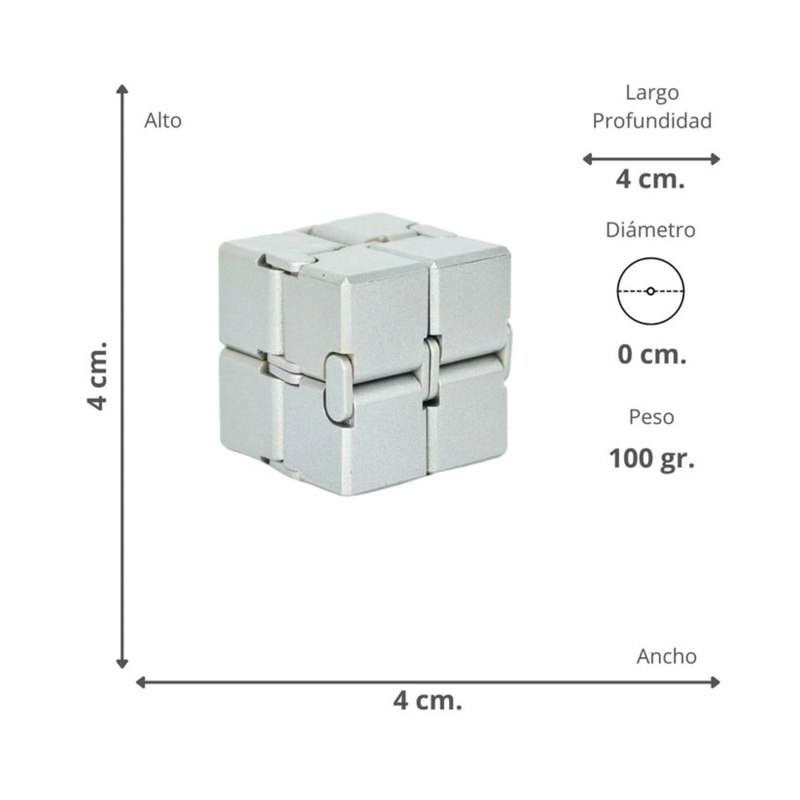 JUGUETE FIDGET CUBE INFINITO ANTI ESTRE S PLATA - 3