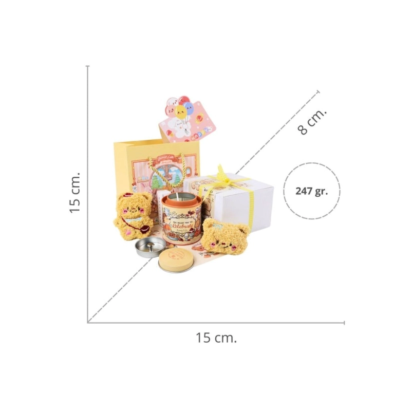 CAJA DE REGALO CON VELA AROMATICA DISEÑO CUTE - 1