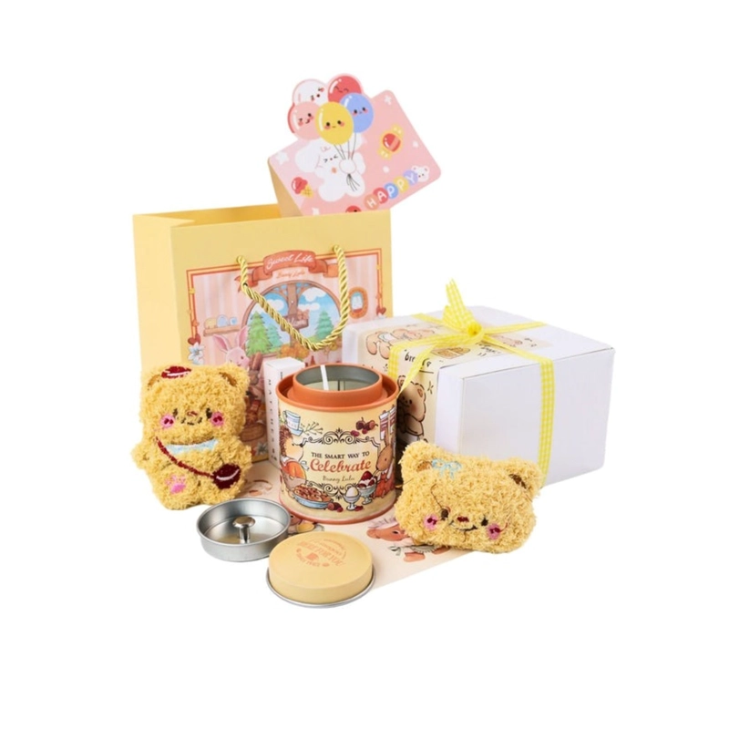 CAJA DE REGALO CON VELA AROMATICA DISEÑO CUTE - 3