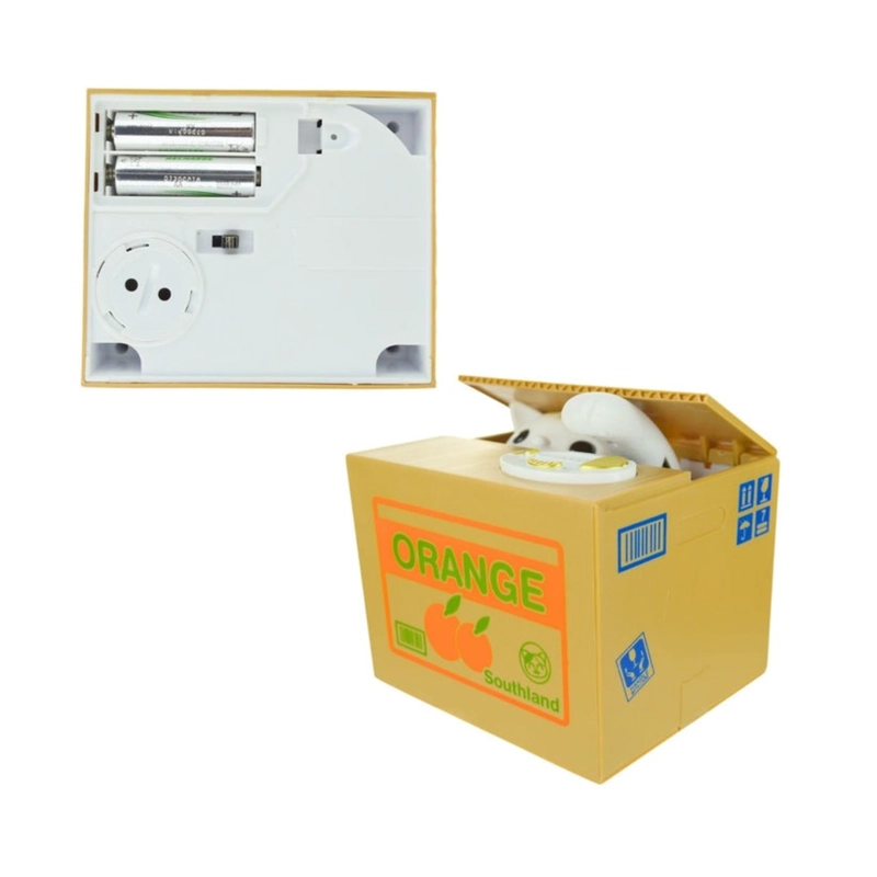 ALCANCIA HUCHA DE GATO ELECTRONICA ROBA MONEDAS CAJA ORANGE - 2