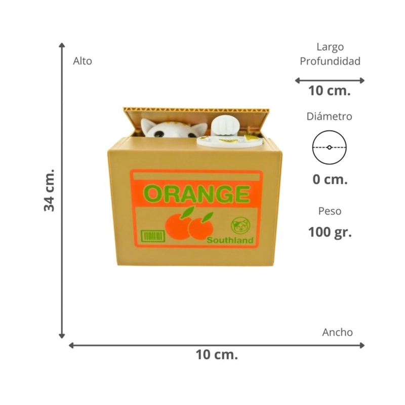 ALCANCIA HUCHA DE GATO ELECTRONICA ROBA MONEDAS CAJA ORANGE - 3