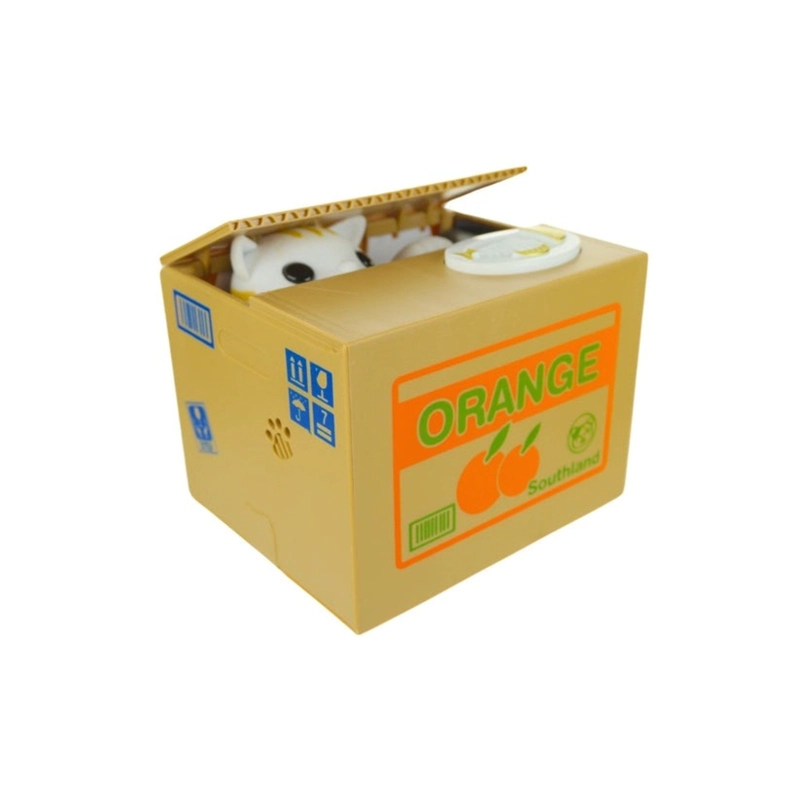 ALCANCIA HUCHA DE GATO ELECTRONICA ROBA MONEDAS CAJA ORANGE - 5