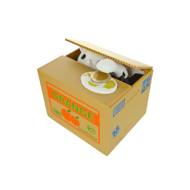 ALCANCIA HUCHA DE GATO ELECTRONICA ROBA MONEDAS CAJA ORANGE - 6