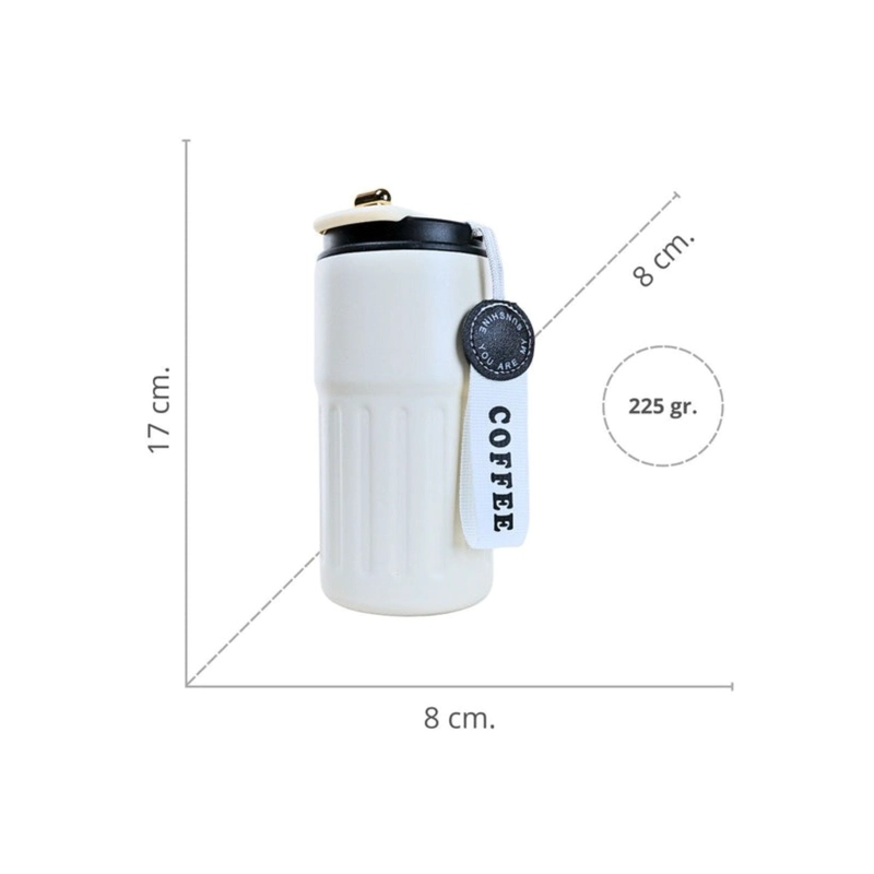 VASO TE RMICO DE ACERO INOXIDABLE TERMOMETRO 460 ML NEGRO - 2