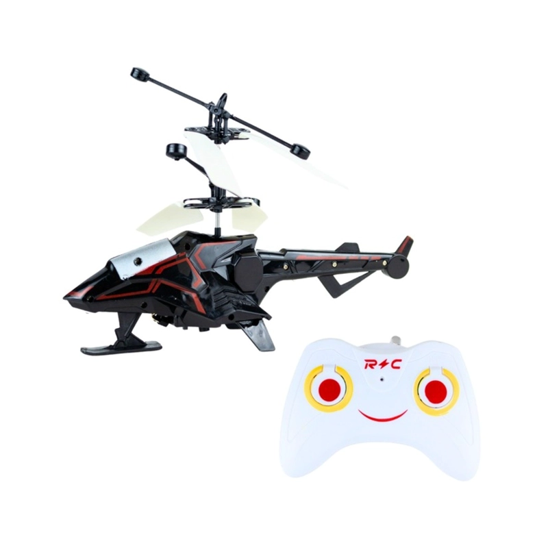 HELICOPTERO DE JUGUETE VOLADOR POR INDUCCION CON CONTROL REMOTO NEGRO ROJO - 1