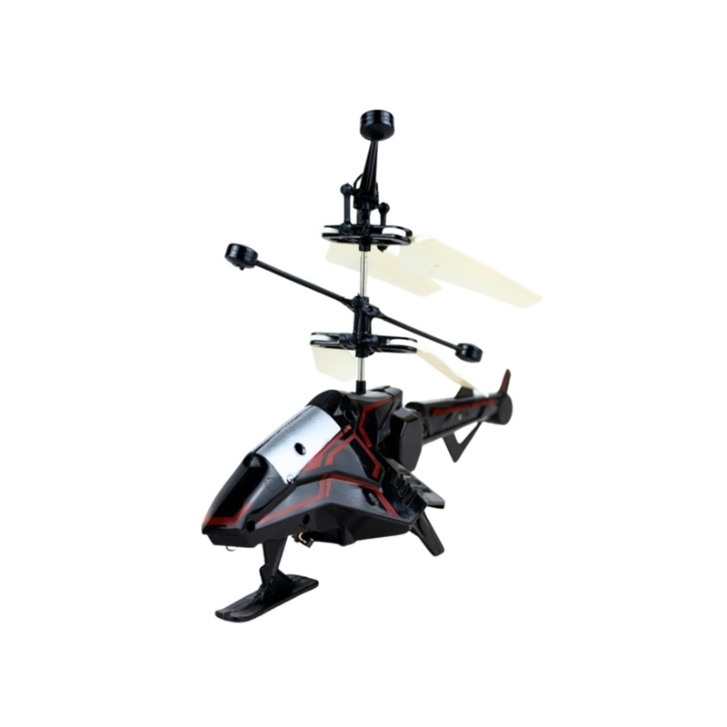 HELICOPTERO DE JUGUETE VOLADOR POR INDUCCION CON CONTROL REMOTO NEGRO ROJO - 4