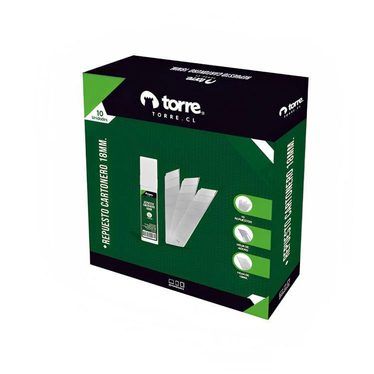 PACK 4 REPUESTO CUCHILLO CARTONERO 18 MM. 10 UNID. – TORRE - 1