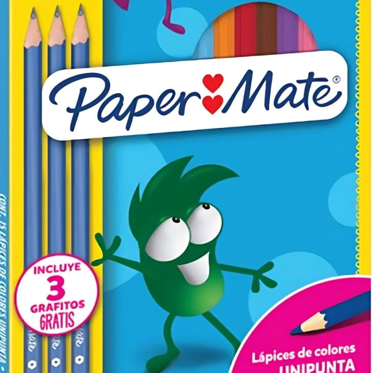 PACK 4 LAPICES 12 COLORES HEXAGONAL+ 3 LAPICES GRAFITOS PAPER MATE - 1