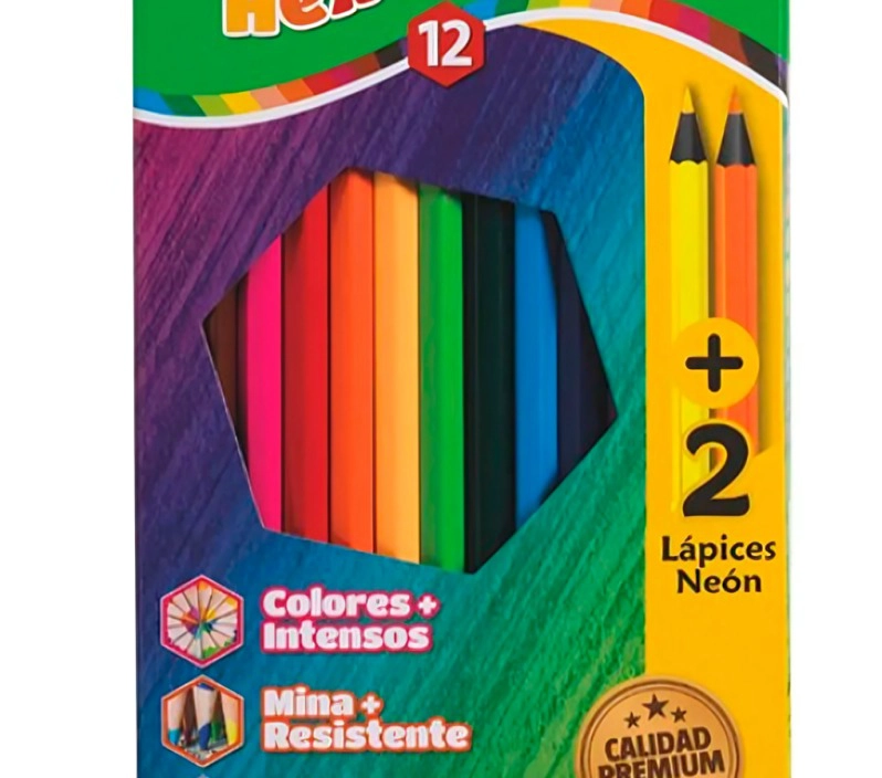 PACK 3 LAPICES DE COLORES HEXAGONALES 12 UNIDADES + 2 NEON – TORRE - 1