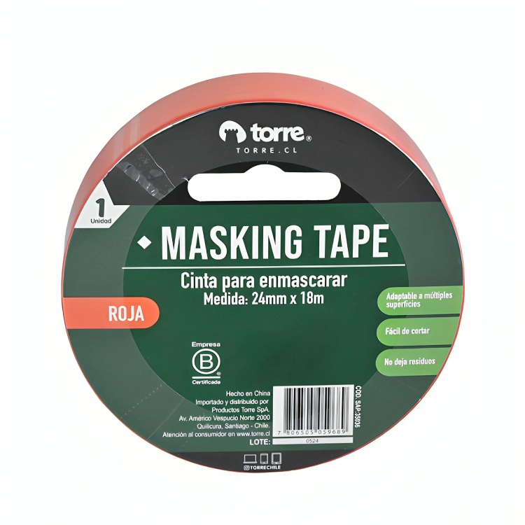 PACK 3 CINTA MASKING ROJO 24MM. X18M. – TORRE - 2