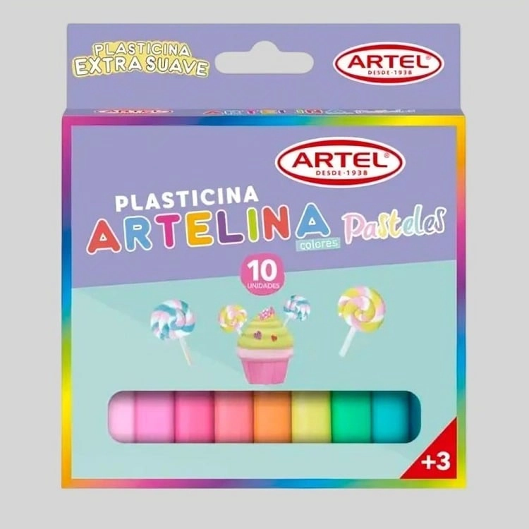 PACK 3 PLASTICINA 10 UND COLORES PASTELES – ARTEL - 3