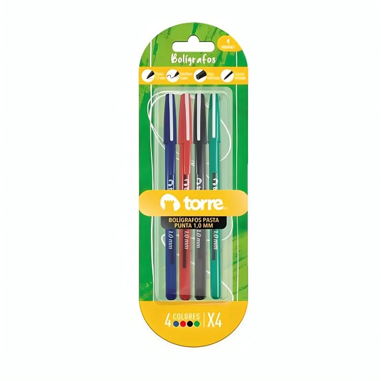 PACK 4 DE SET 4 BOLIGRAFOS 1.0MM BLISTER 1A 1N 1R 1V - 2