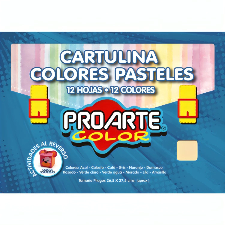 PACK 3 CARTULINA PINTADA COLORES PASTELES 12 COLORES – PROARTE - 1