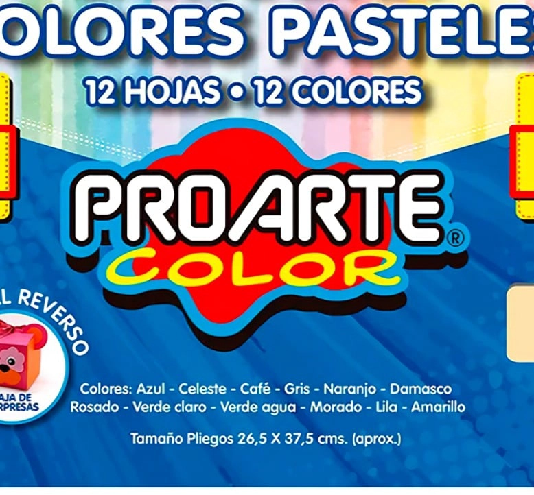 PACK 3 CARTULINA PINTADA COLORES PASTELES 12 COLORES – PROARTE - 2