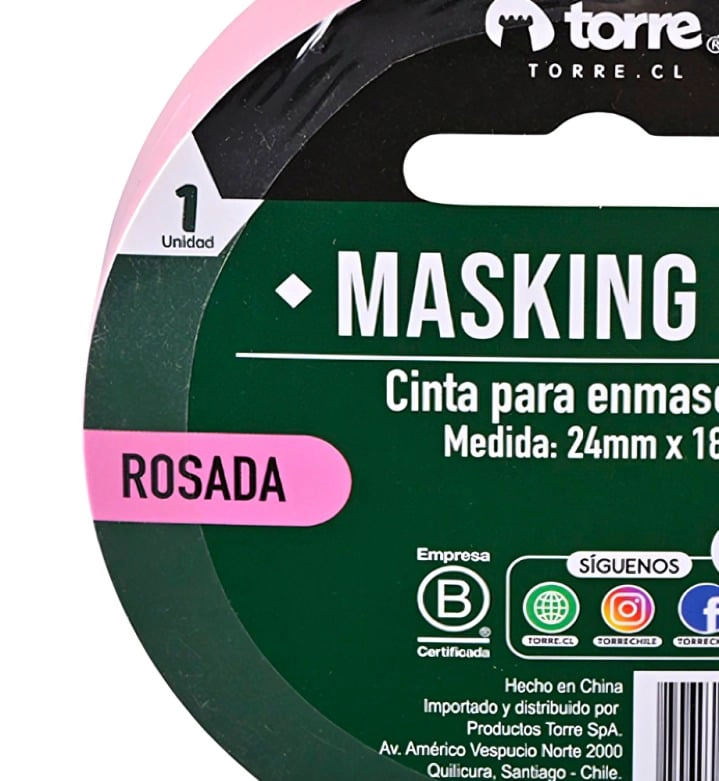 PACK 3 CINTA MASKING ROSADA 24MM. X18M. – TORRE - 1