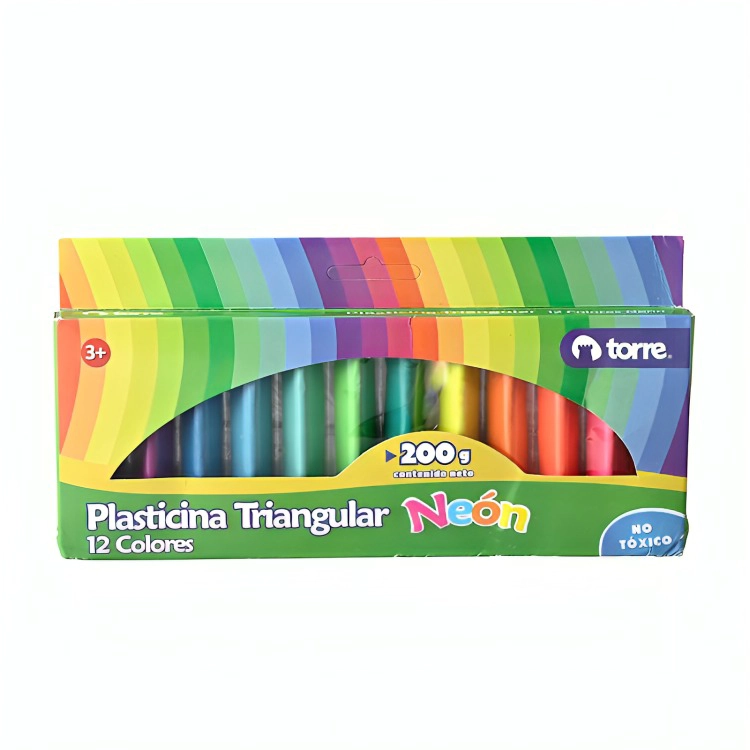 PACK 4 PLASTICINAS TRIANGULAR NEON 12 COLORES - 1
