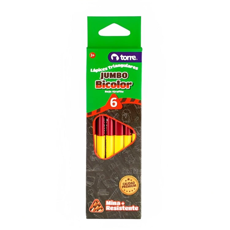 PACK 3 SET 6 LAPICES JUMBO BICOLOR GRAFITO – TORRE - 3
