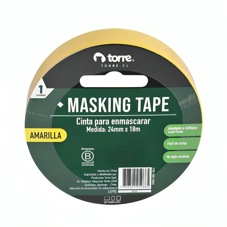 PACK 3 CINTA MASKING AMARILLA 24MM. X18M. – TORRE - 1