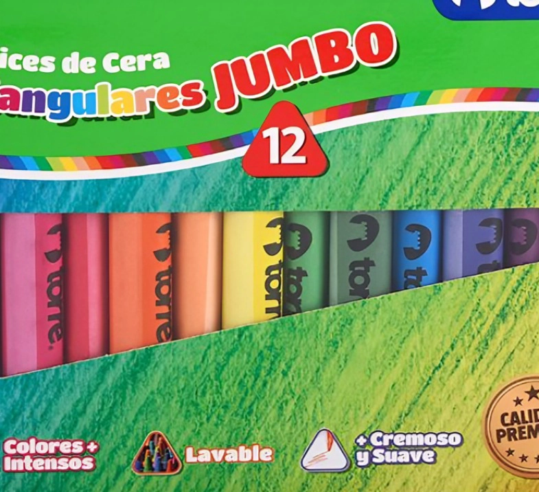 PACK 4 LAPICES CERA 12 COLORES TRIANGULAR - 1