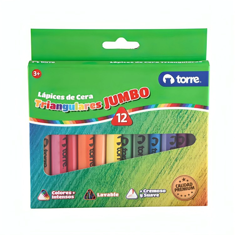 PACK 4 LAPICES CERA 12 COLORES TRIANGULAR - 3
