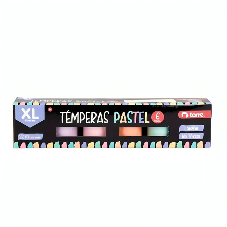 PACK 3 TE MPERAS 6 COLORES PASTELES – TORRE - 2