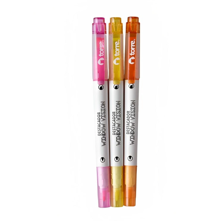 PACK 3 DESTACADORES PUNTA BISELADA WINDOW VISION 3 UND. MIX COLORES – TORRE - 1