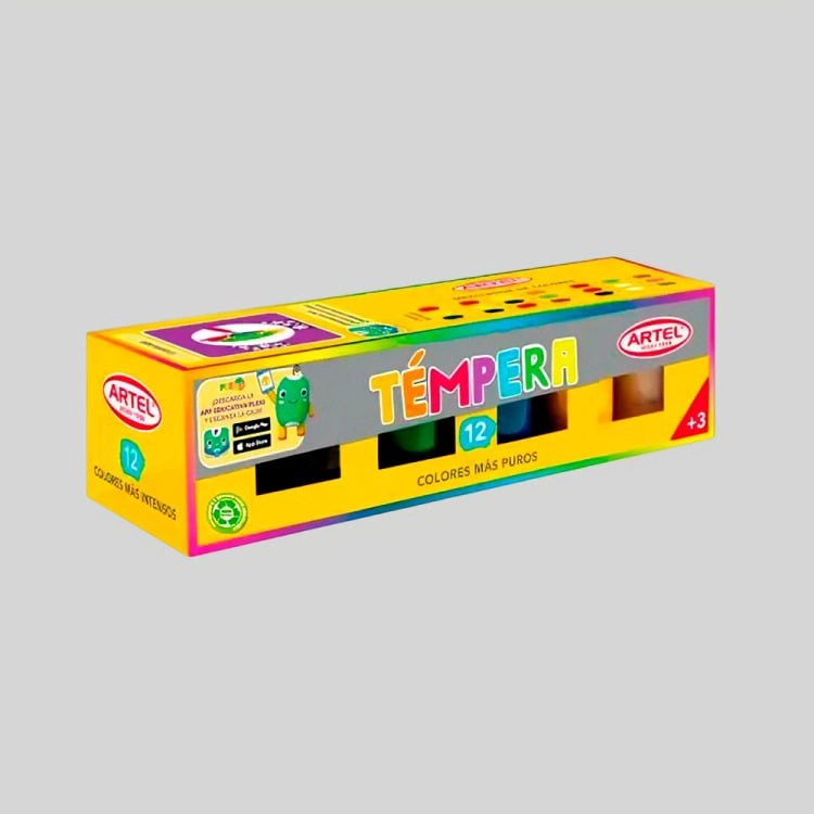 PACK 3 ESTUCHE TEMPERA 12 COLORES 15 ML – ARTEL - 2