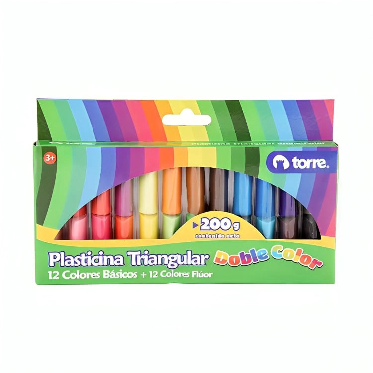 PACK 3 PLASTICINA DOBLE COLOR 24 COLORES – TORRE - 1