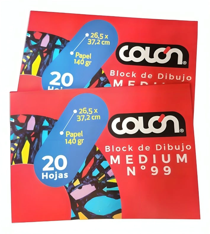 PACK 3 BLOCK DE DIBUJO MEDIUM N°99 20 HOJAS – COLON - 1