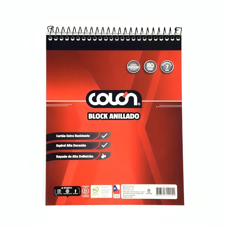 PACK 3 BLOCK ESCOLAR CON ESPIRAL 7MM – COLON - 1