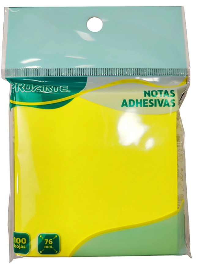 PACK 4 NOTAS ADHESIVAS PAPEL AMARILLO 100H. 7,6X7,6CMS. – PROARTE - 2