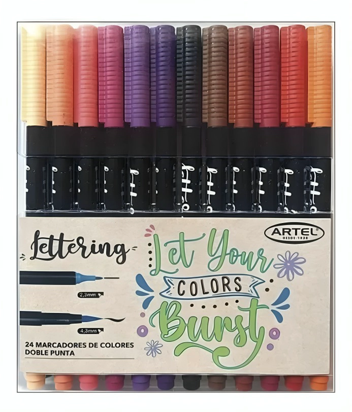 SET MARCADORES PUNTA 24 COLORES – ARTEL - 1