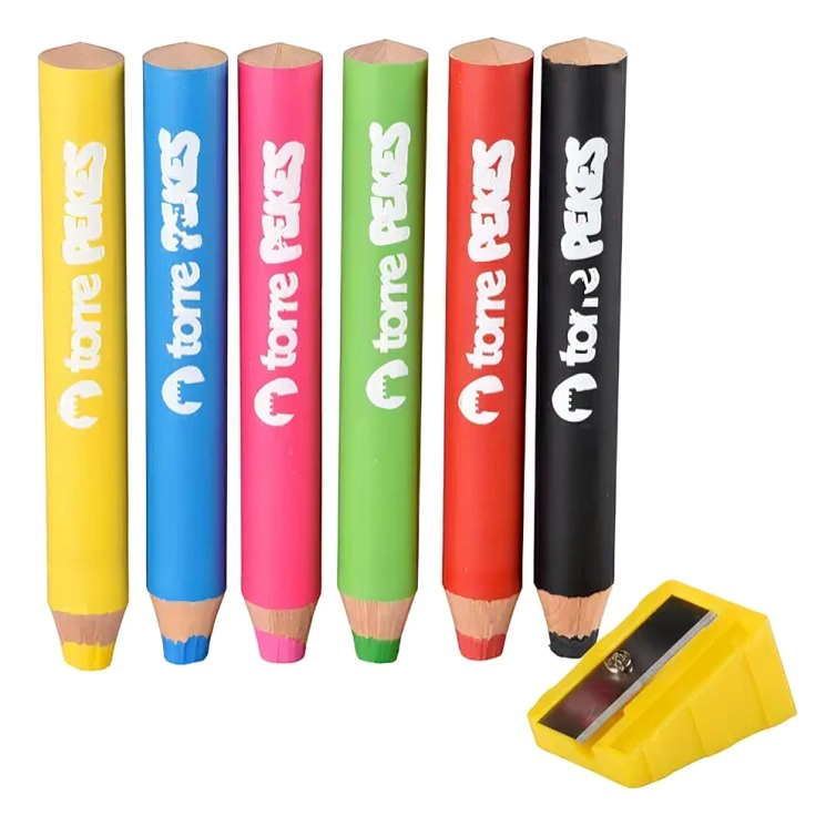 LAPICES DE COLORES PEKES 6 UNIDADES + SACAPUNTAS – TORRE - 1