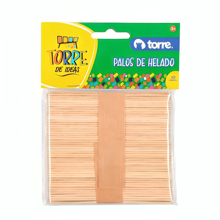 PACK 4 PALOS DE HELADO 50 UNIDADES NATURAL – TORRE - 1