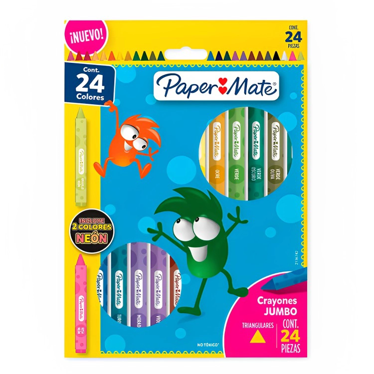 PACK 2 CRAYONES TRIANGULARES JUMBO 24 UNIDADES – PAPER MATE - 1
