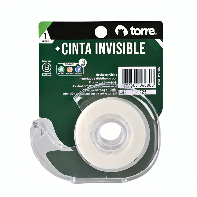 PACK 2 CINTA INVISIBLE C/DISPENSADOR 18MM. X30M. – TORRE - 2