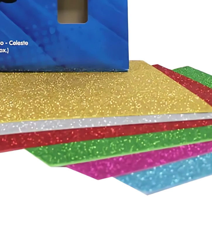 PACK 2 ESTUCHE GOMA EVA CON GLITTER ADHESIVA 6 COLORES – PROARTE - 2