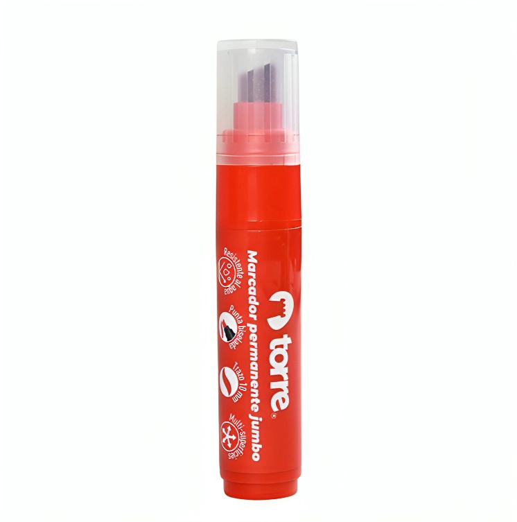 PACK 2 MARCADOR PERMANENTE PUNTA BISELADA 10MM / ROJO – TORRE - 2