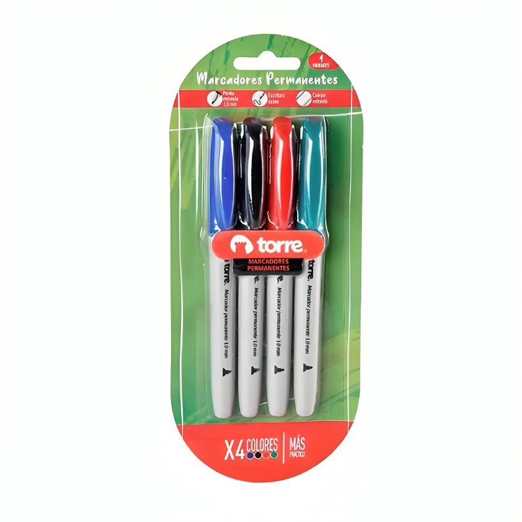PACK 2 BLISTER MARCADORES PERMANENTE 4 COLORES – TORRE - 1