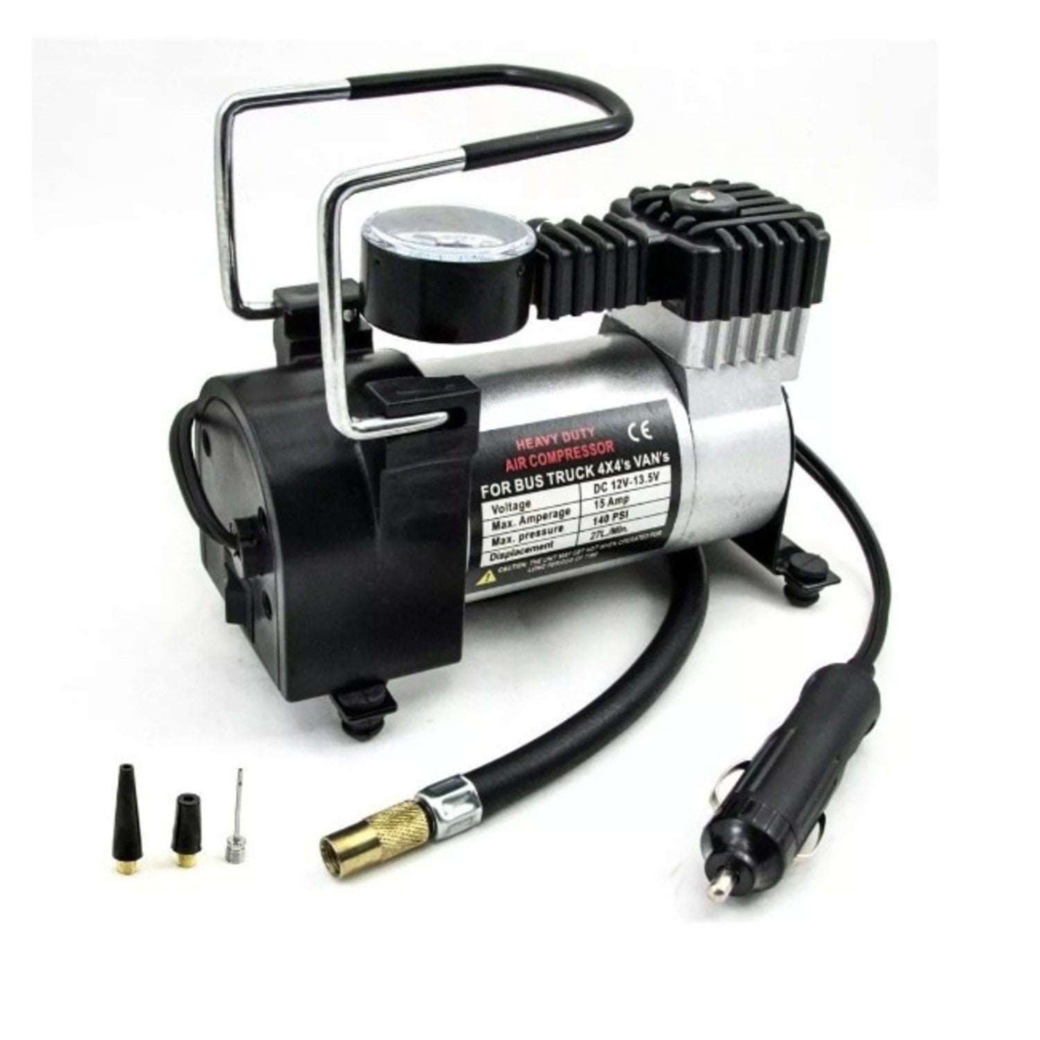 COMPRESOR AUTOMOVIL MOTO 12V 120 PSI 35 L/ MIN. C128 NEGRO - 3